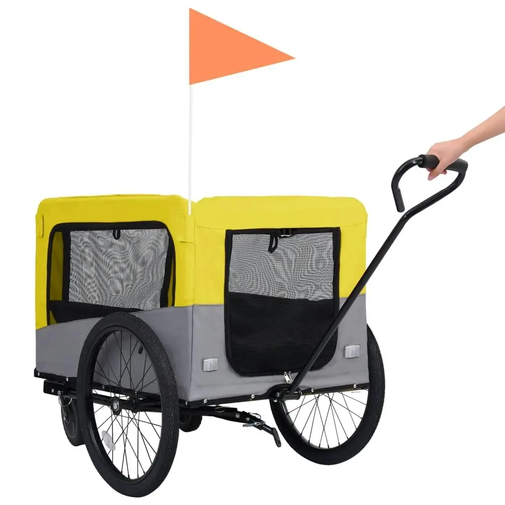 2-in-1 Pet Bike Trailer and Jogging Stroller Yellow and Grey 92442