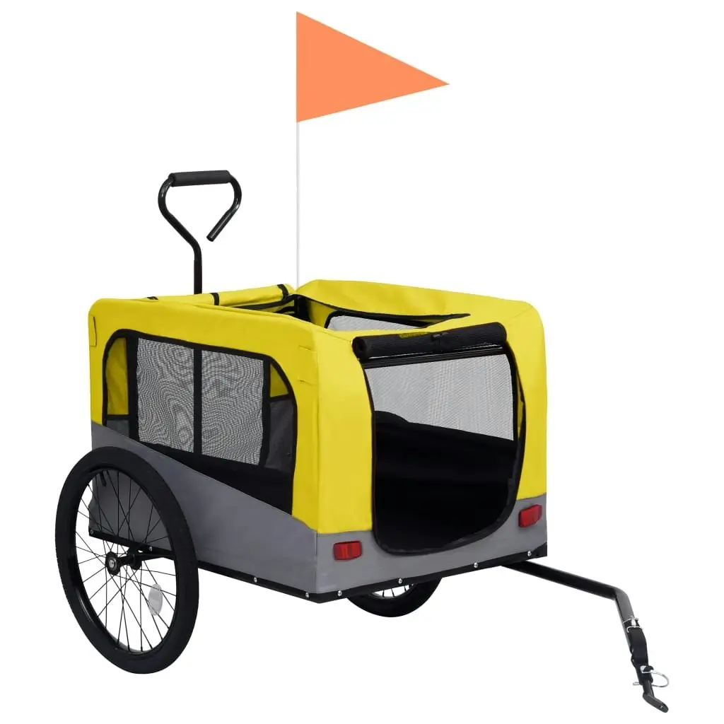 2-in-1 Pet Bike Trailer and Jogging Stroller Yellow and Grey 92442