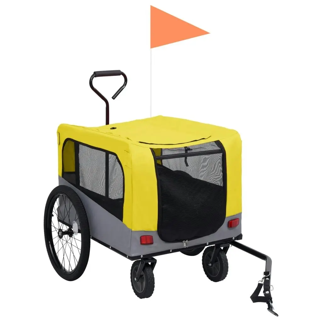 2-in-1 Pet Bike Trailer and Jogging Stroller Yellow and Grey 92442