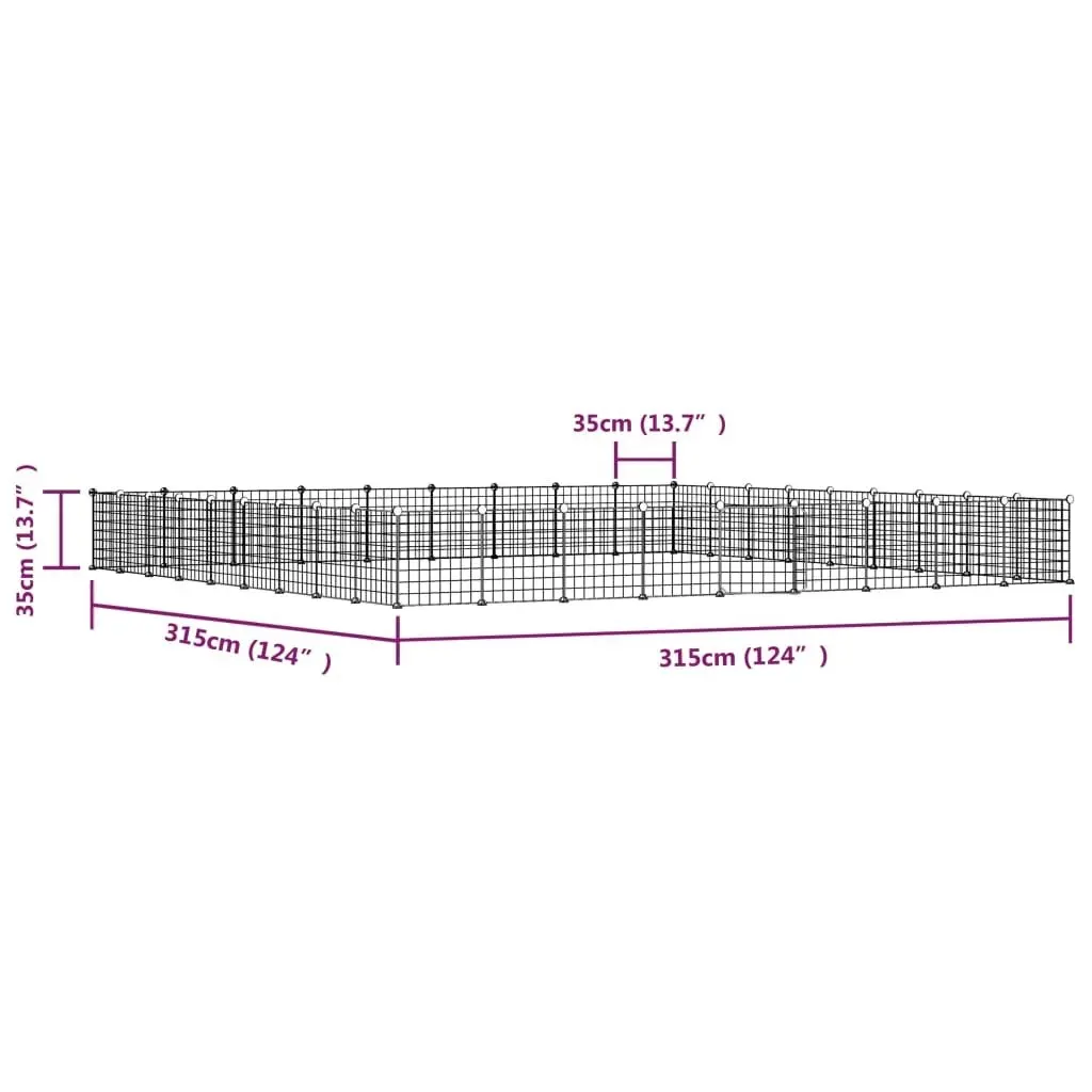 36-Panel Pet Cage with Door Black 35x35 cm Steel 3114021