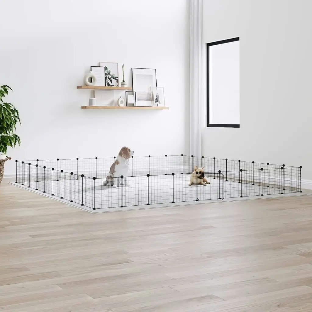 36-Panel Pet Cage with Door Black 35x35 cm Steel 3114021