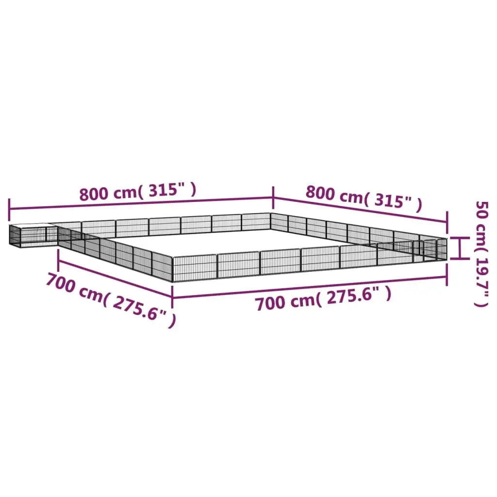 32-Panel Dog Playpen Black 100x50 cm Powder-coated Steel 3115982