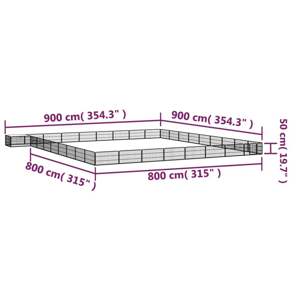 36-Panel Dog Playpen Black 100x50 cm Powder-coated Steel 3115983