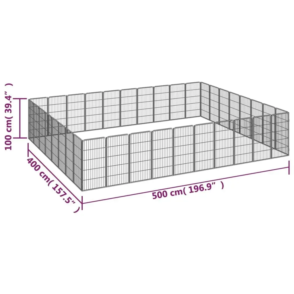 36-Panel Dog Playpen Black 50x100 cm Powder-coated Steel 3115965