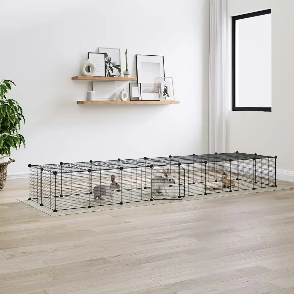 36-Panel Pet Cage with Door Black 35x35 cm Steel 3114060