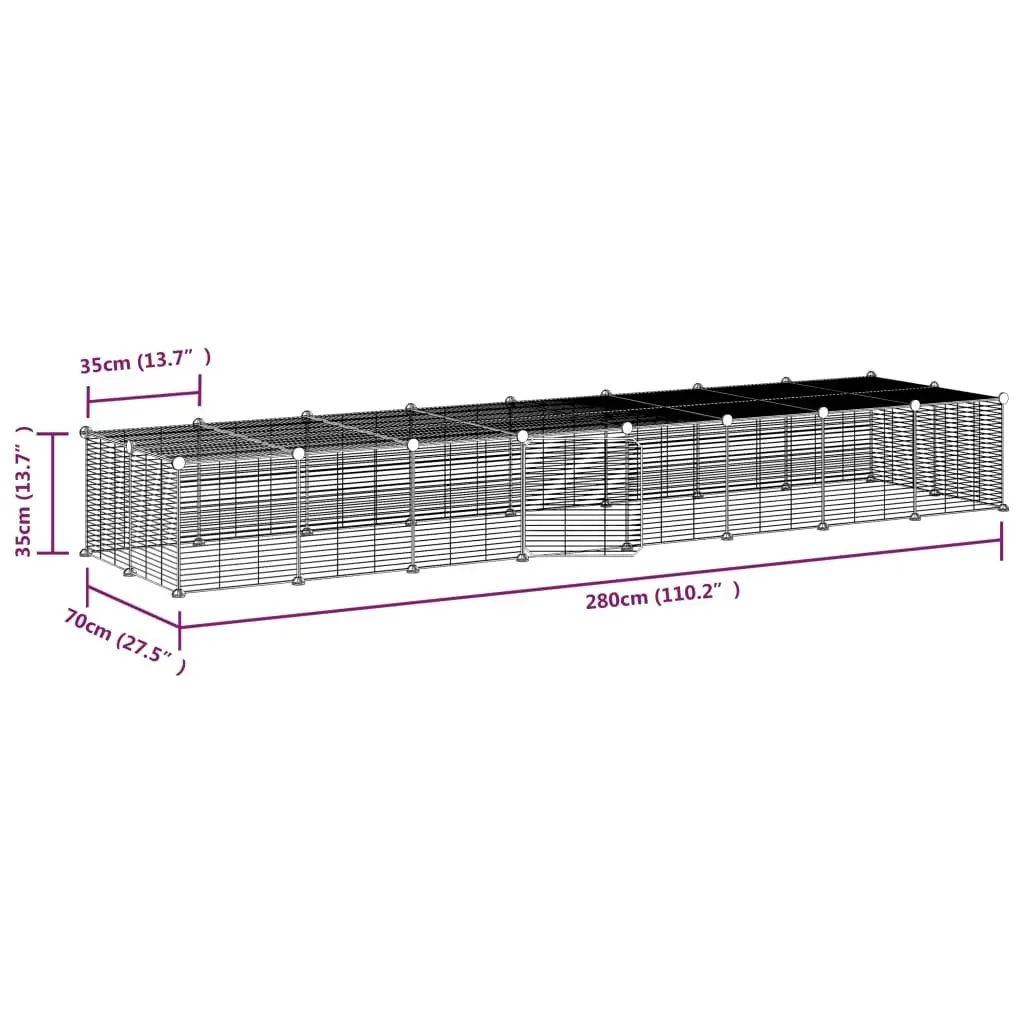 36-Panel Pet Cage with Door Black 35x35 cm Steel 3114060