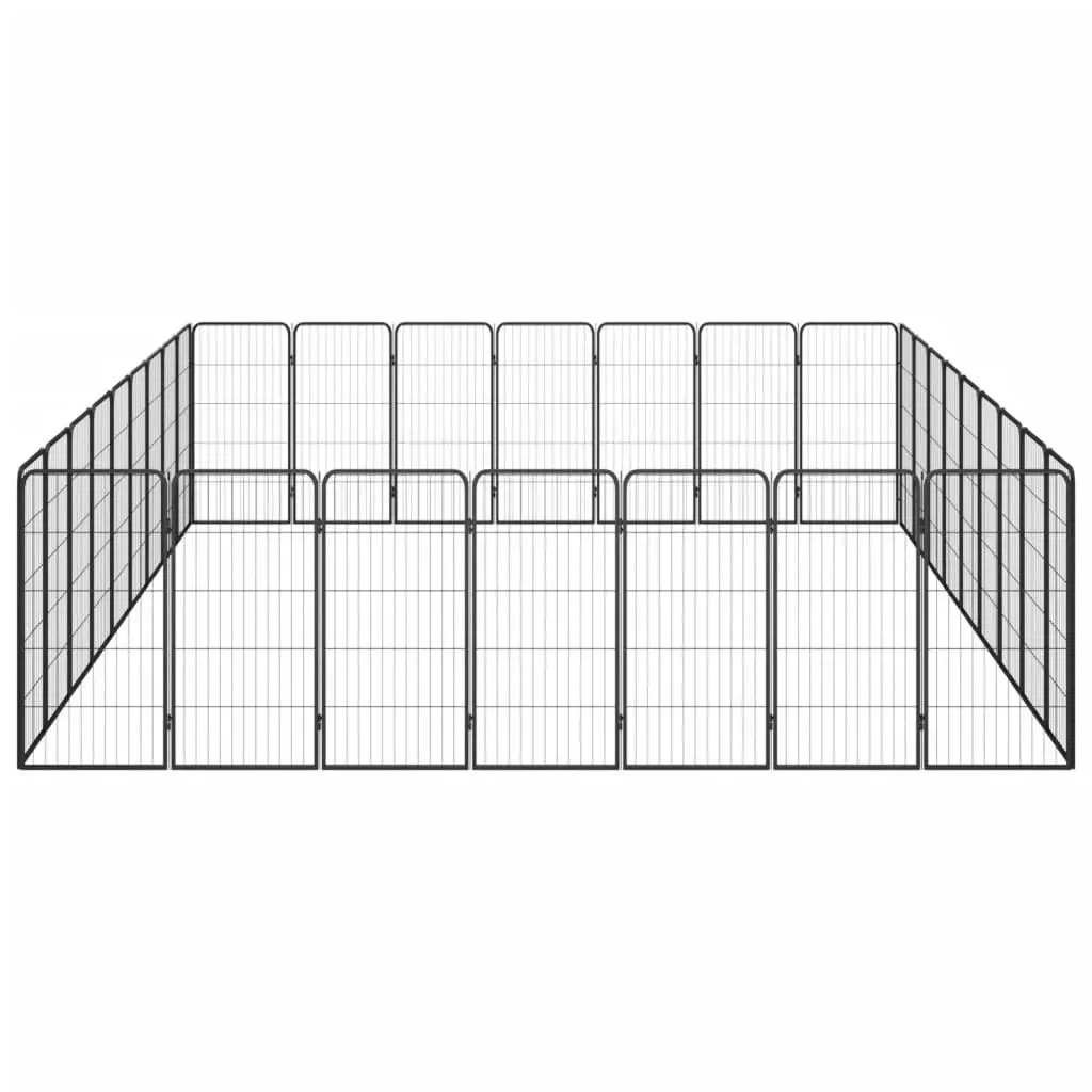 32-Panel Dog Playpen Black 50x100 cm Powder-coated Steel 3115964