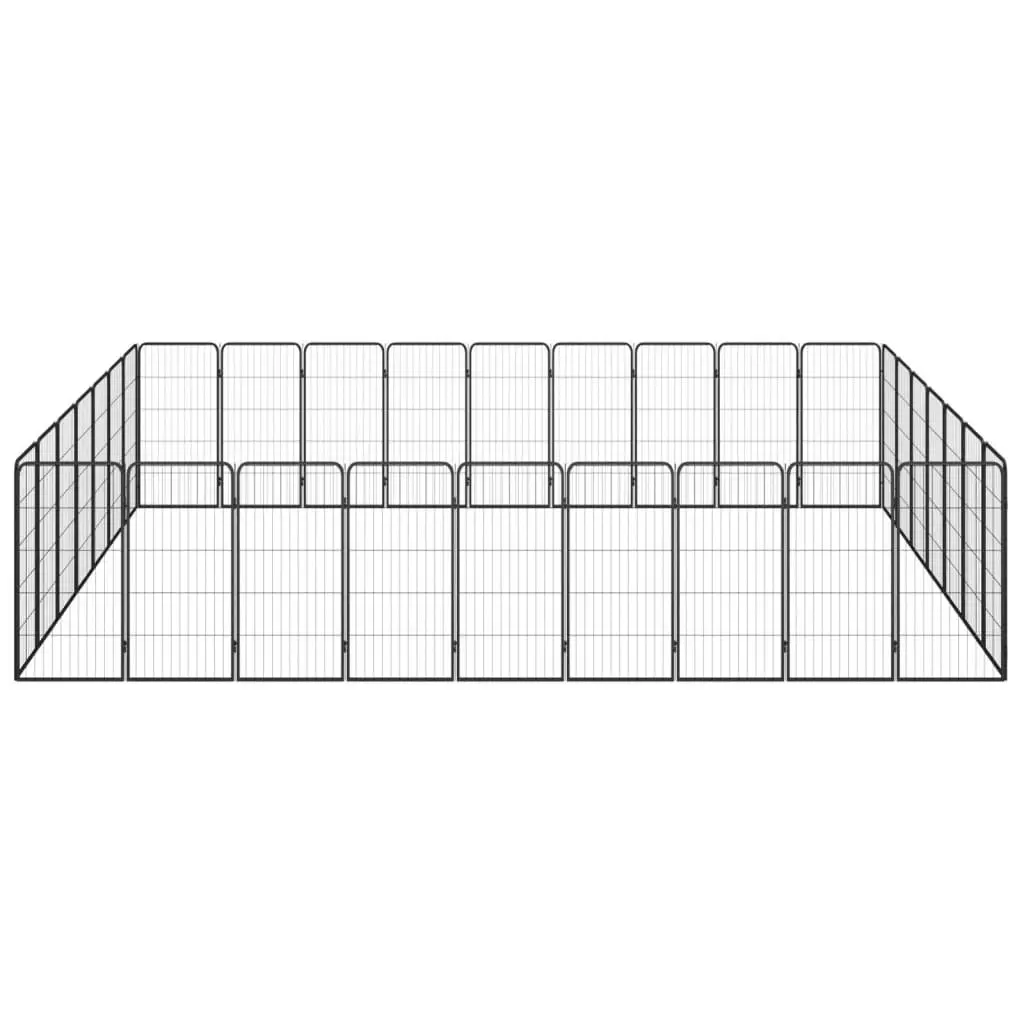 32-Panel Dog Playpen Black 50x100 cm Powder-coated Steel 3115964