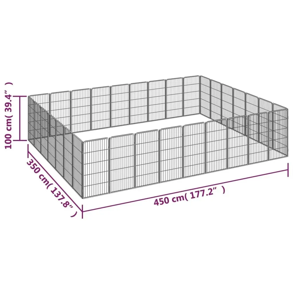 32-Panel Dog Playpen Black 50x100 cm Powder-coated Steel 3115964