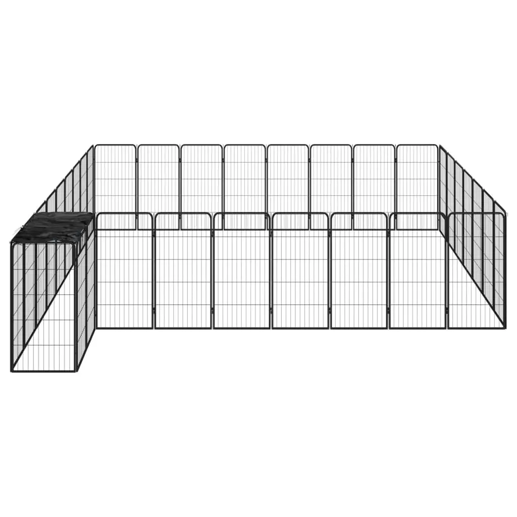 34-Panel Dog Playpen Black 50x100 cm Powder-coated Steel 3115954