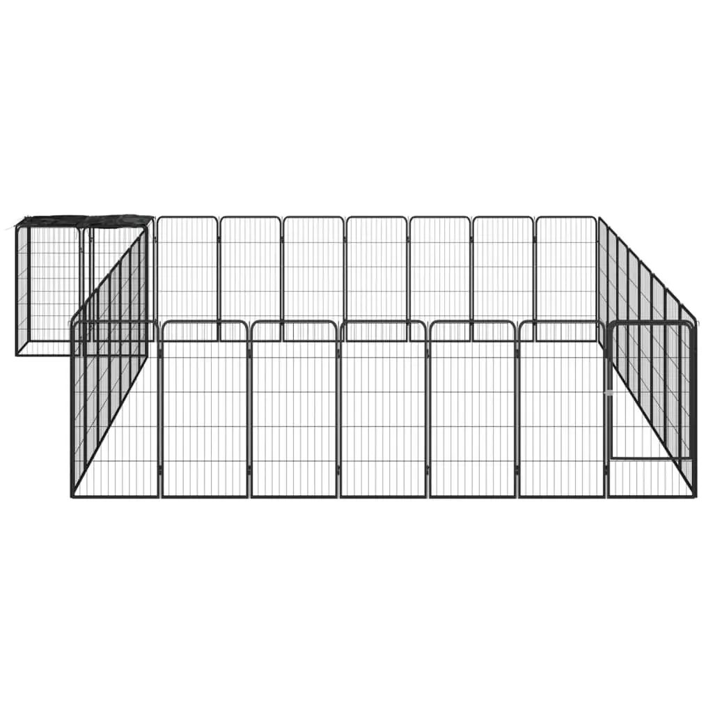 34-Panel Dog Playpen Black 50x100 cm Powder-coated Steel 3115954