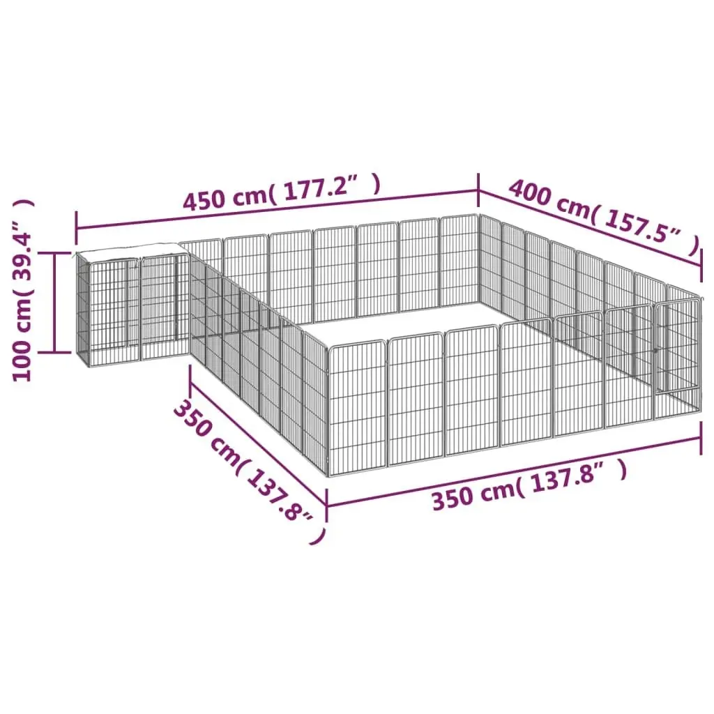 34-Panel Dog Playpen Black 50x100 cm Powder-coated Steel 3115954