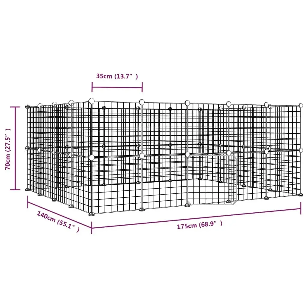 36-Panel Pet Cage with Door Black 35x35 cm Steel 3114039