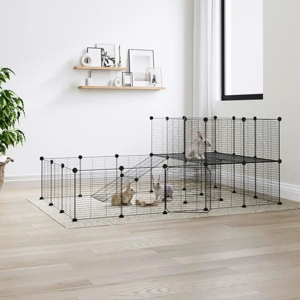 36-Panel Pet Cage with Door Black 35x35 cm Steel 3114062