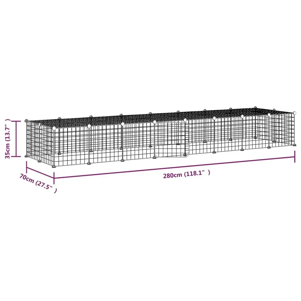 36-Panel Pet Cage with Door Black 35x35 cm Steel 3114057