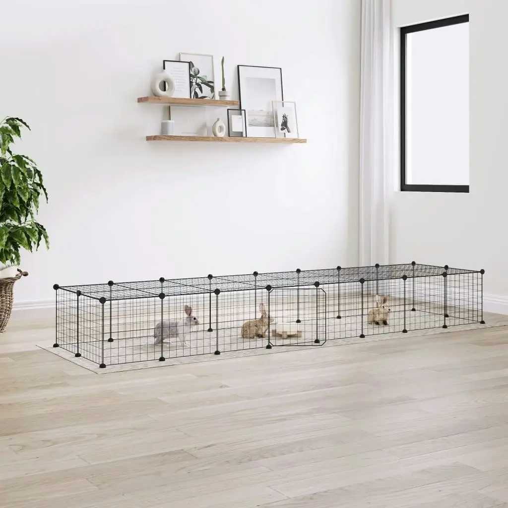 36-Panel Pet Cage with Door Black 35x35 cm Steel 3114057