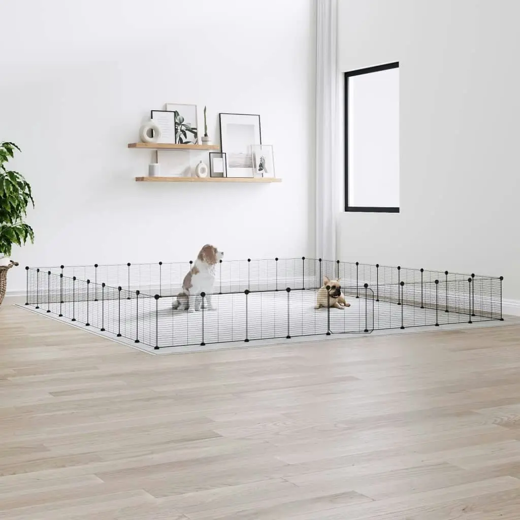 36-Panel Pet Cage with Door Black 35x35 cm Steel 3114027