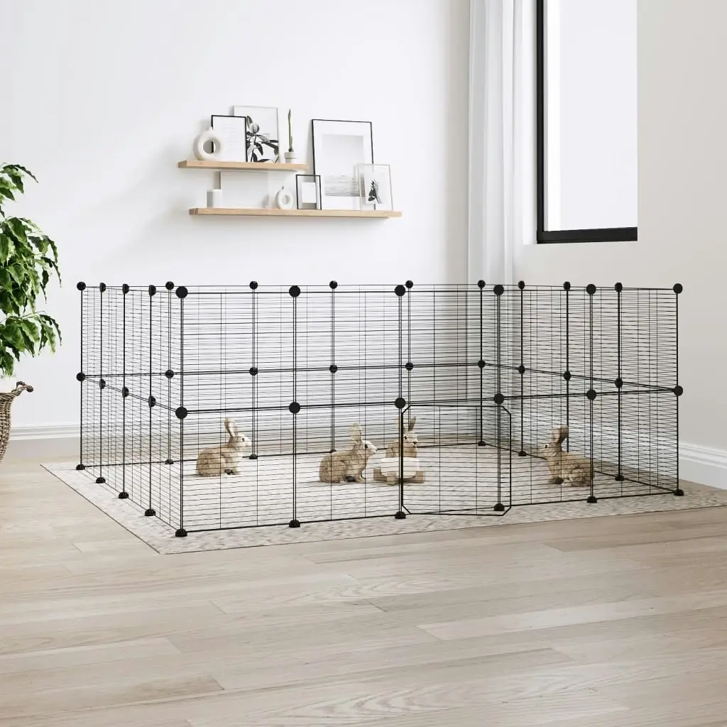 36-Panel Pet Cage with Door Black 35x35 cm Steel 3114045