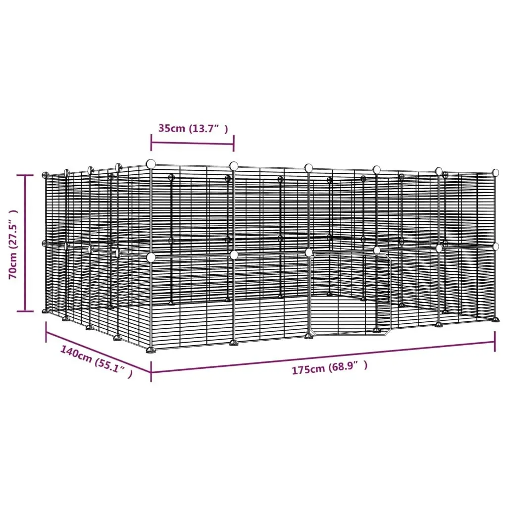 36-Panel Pet Cage with Door Black 35x35 cm Steel 3114045