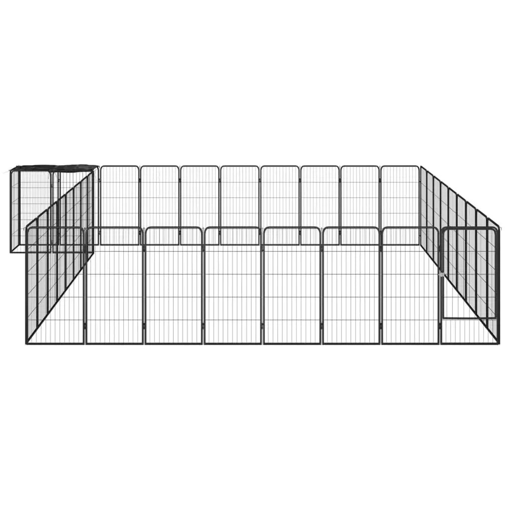 38-Panel Dog Playpen Black 50x100 cm Powder-coated Steel 3115955