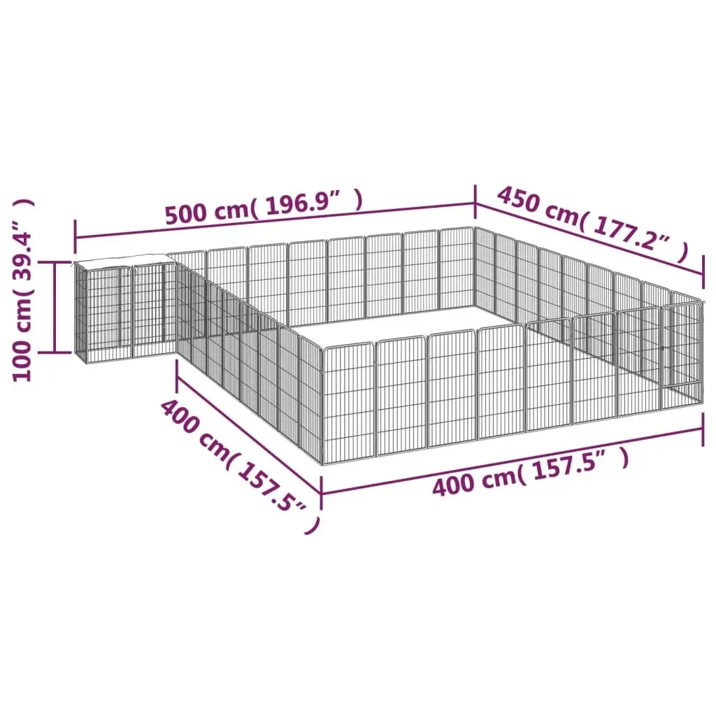 38-Panel Dog Playpen Black 50x100 cm Powder-coated Steel 3115955