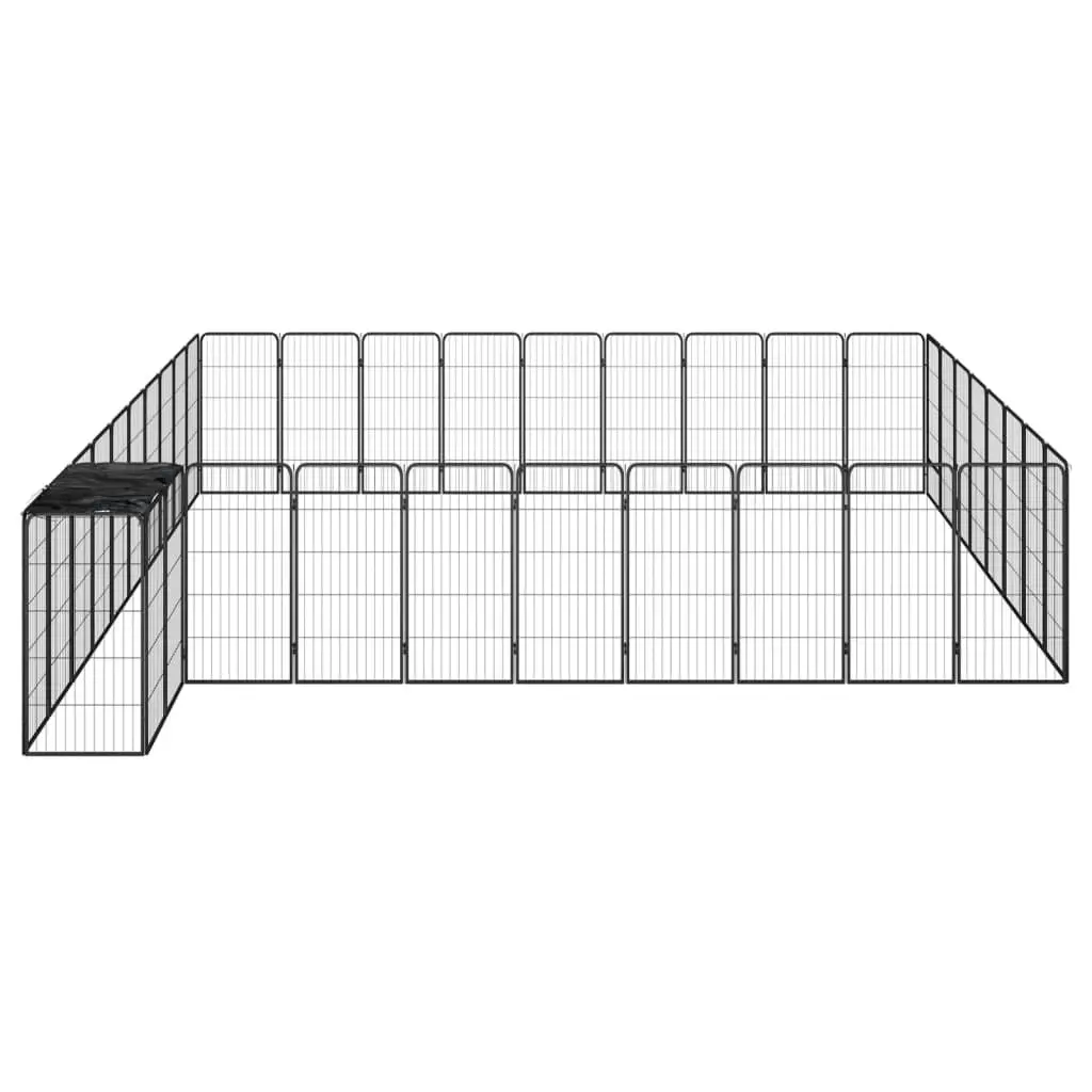 38-Panel Dog Playpen Black 50x100 cm Powder-coated Steel 3115955