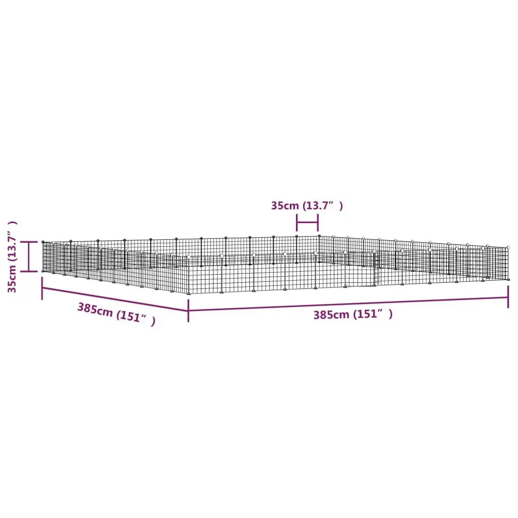 44-Panel Pet Cage with Door Black 35x35 cm Steel 3114022