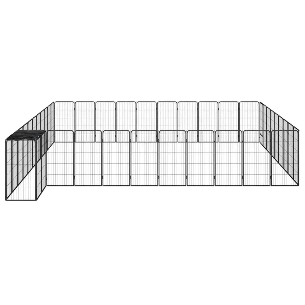 42-Panel Dog Playpen Black 50x100 cm Powder-coated Steel 3115956