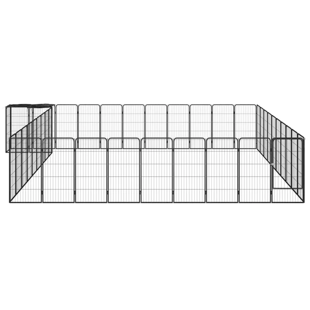 42-Panel Dog Playpen Black 50x100 cm Powder-coated Steel 3115956