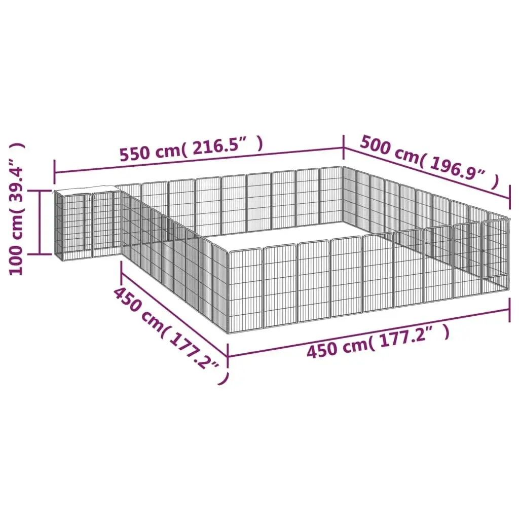 42-Panel Dog Playpen Black 50x100 cm Powder-coated Steel 3115956