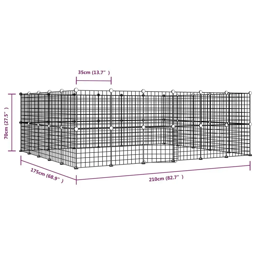 44-Panel Pet Cage with Door Black 35x35 cm Steel 3114040