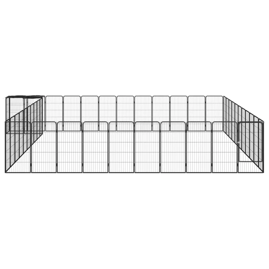 46-Panel Dog Playpen Black 50x100 cm Powder-coated Steel 3115957