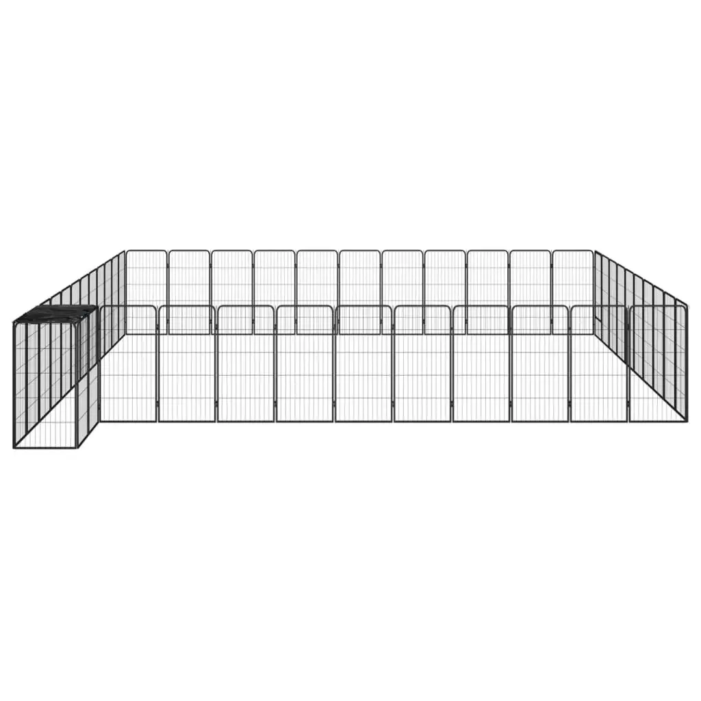 46-Panel Dog Playpen Black 50x100 cm Powder-coated Steel 3115957