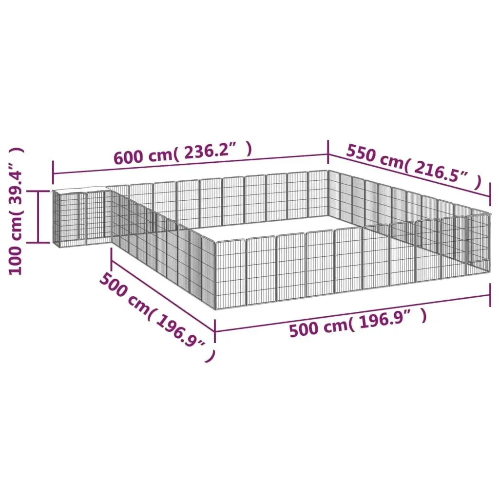 46-Panel Dog Playpen Black 50x100 cm Powder-coated Steel 3115957