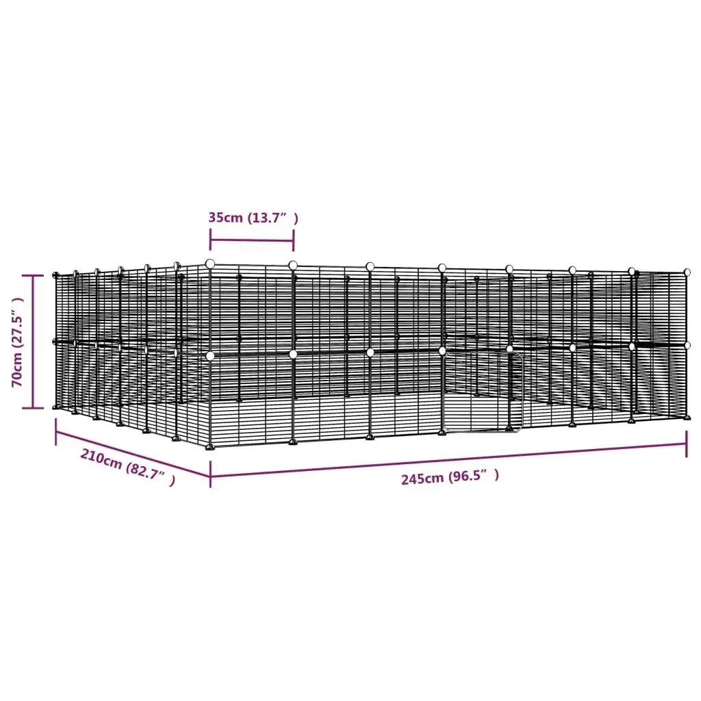 52-Panel Pet Cage with Door Black 35x35 cm Steel 3114047