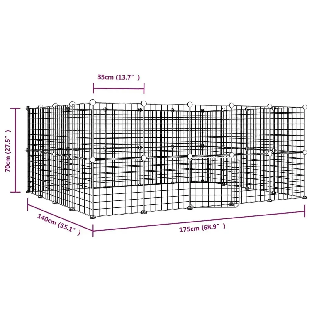 52-Panel Pet Cage with Door Black 35x35 cm Steel 3114041