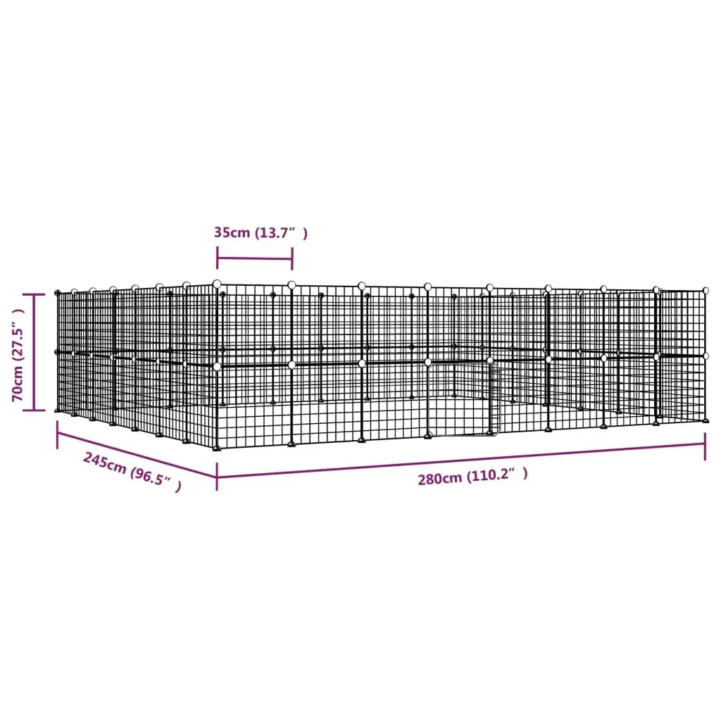 60-Panel Pet Cage with Door Black 35x35 cm Steel 3114042