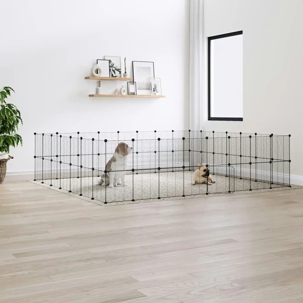 60-Panel Pet Cage with Door Black 35x35 cm Steel 3114048