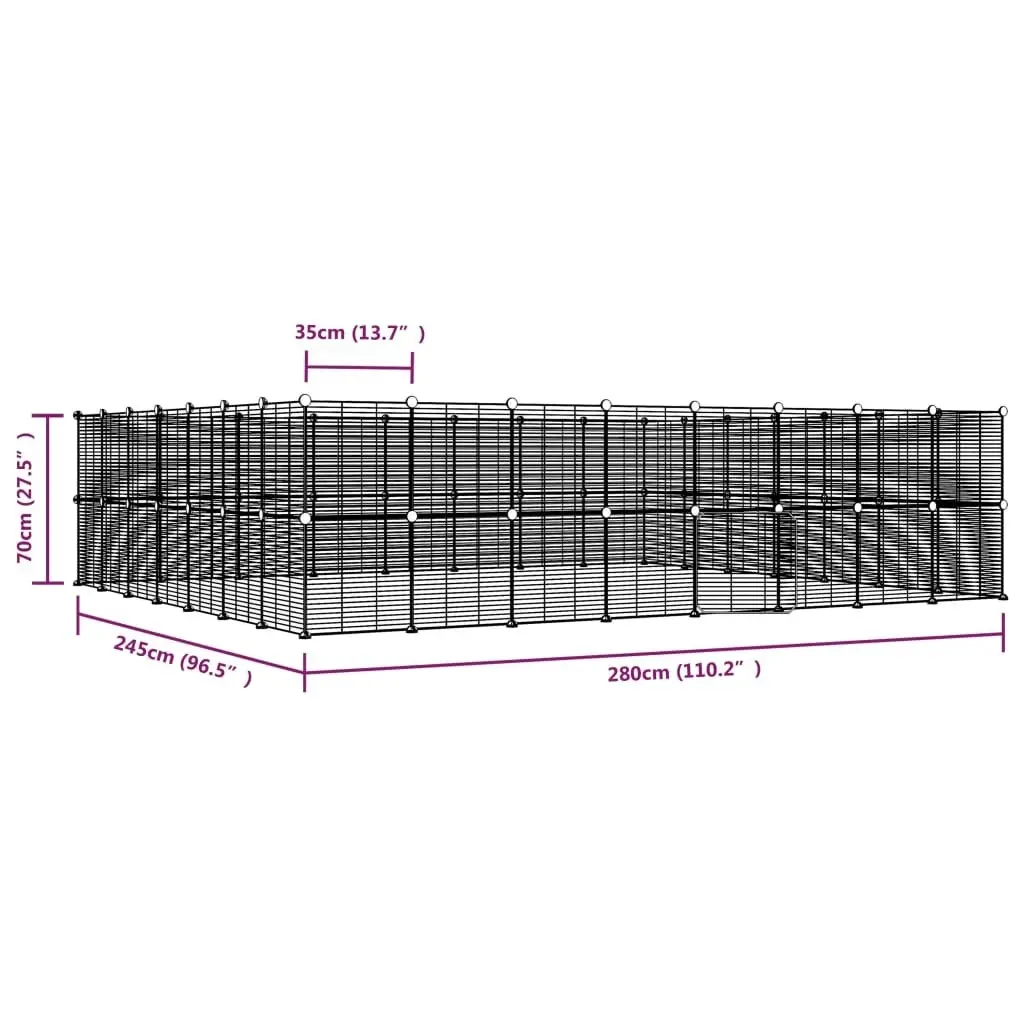 60-Panel Pet Cage with Door Black 35x35 cm Steel 3114048