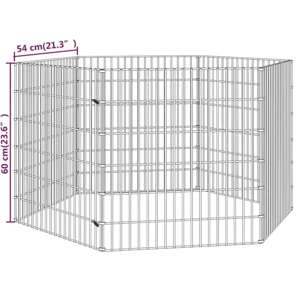 Free Range Animal Enclosure 6-Panel 54x60 cm Galvanised Iron 171573