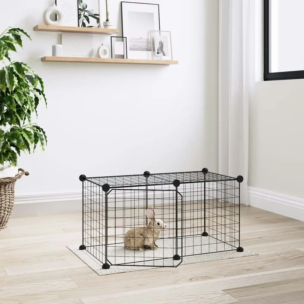 8-Panel Pet Cage with Door Black 35x35 cm Steel 3114050