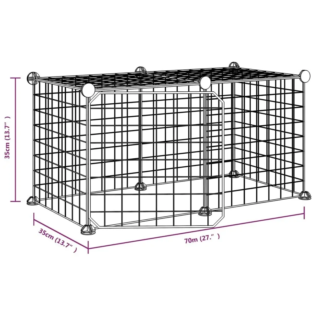 8-Panel Pet Cage with Door Black 35x35 cm Steel 3114050