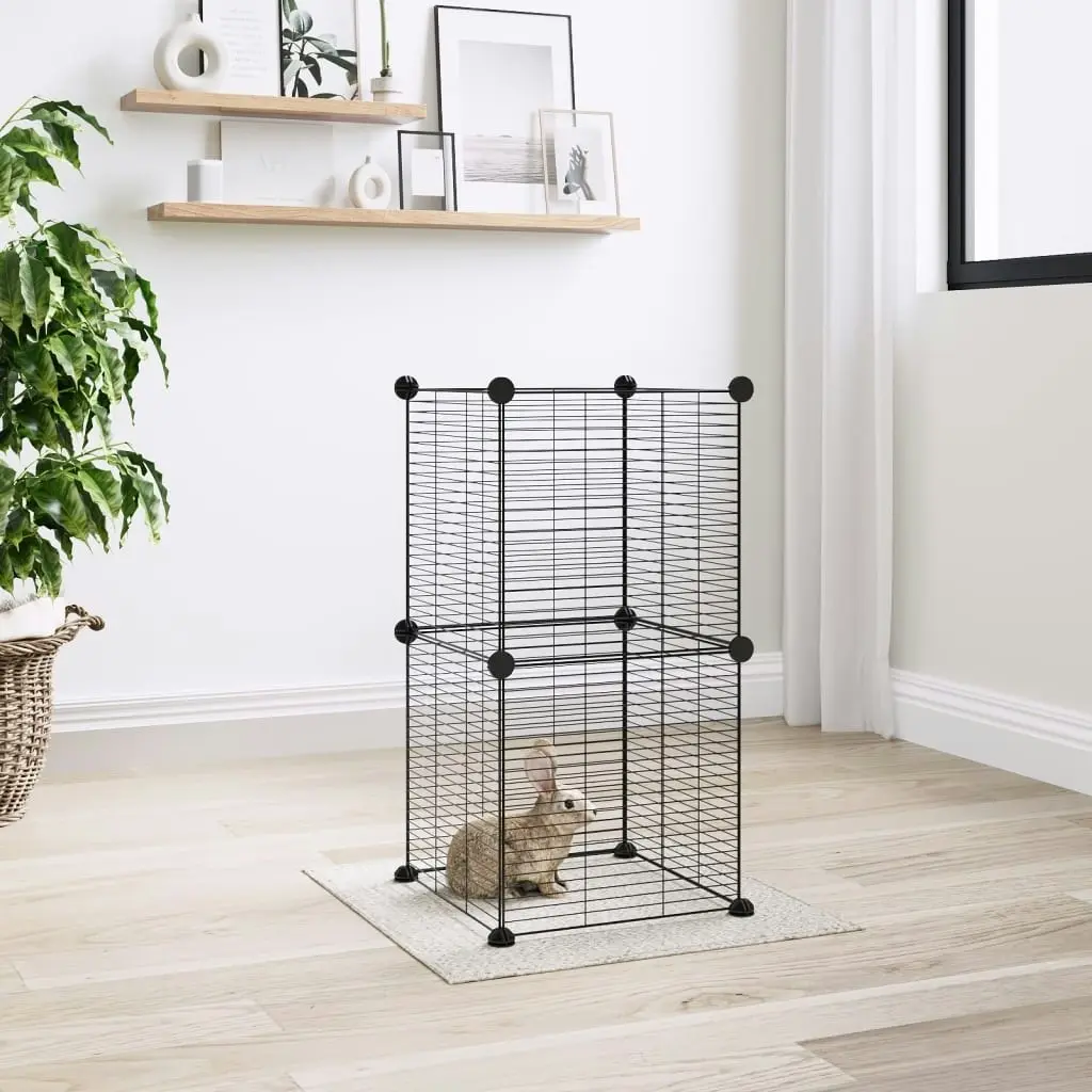 8-Panel Pet Cage Black 35x35 cm Steel 3114034