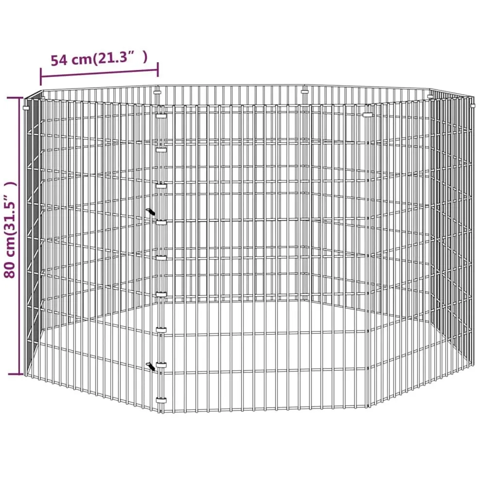 8-Panel Rabbit Cage 54x80 cm Galvanised Iron 171578