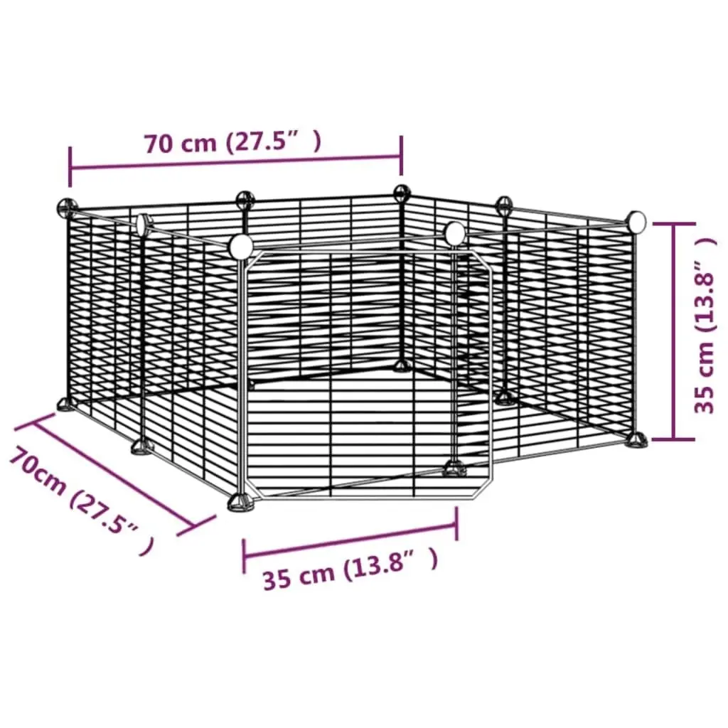 8-Panel Pet Cage with Door Black 35x35 cm Steel 171625