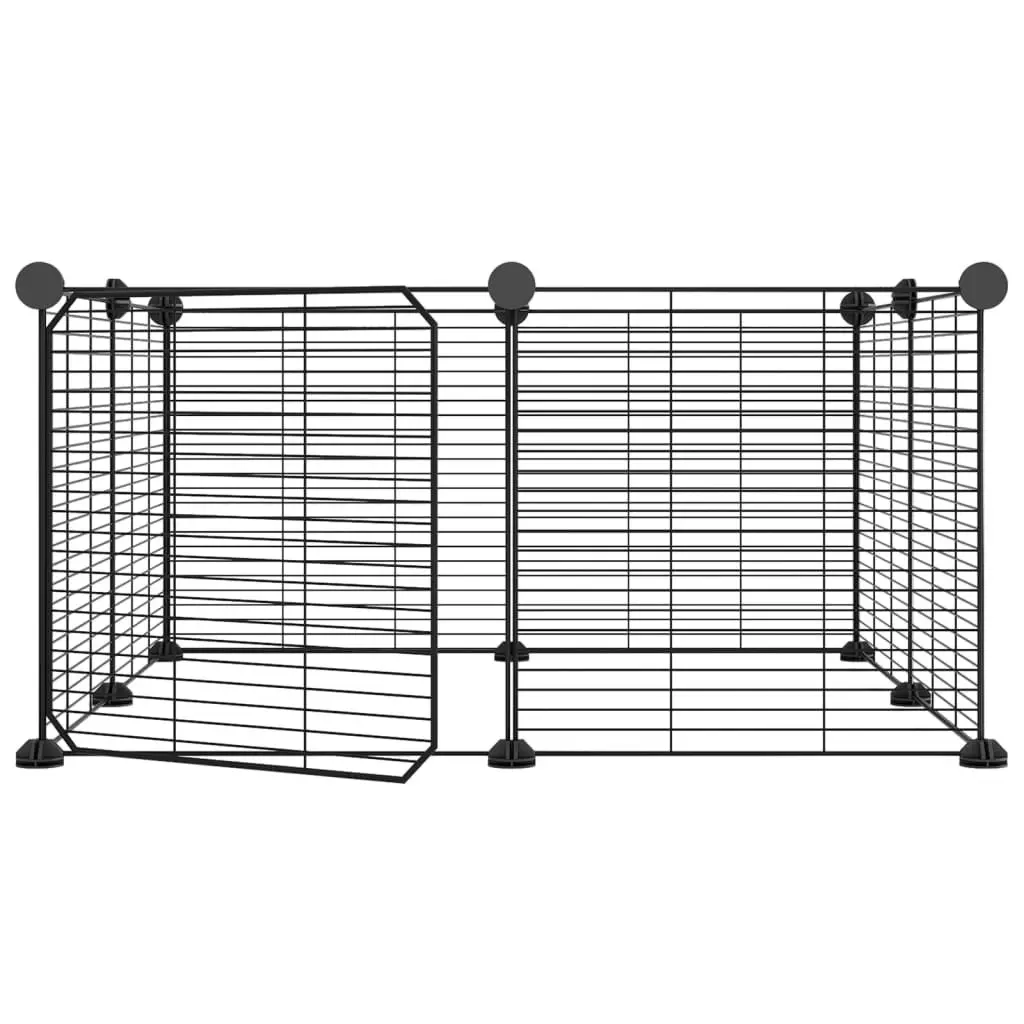 8-Panel Pet Cage with Door Black 35x35 cm Steel 171625