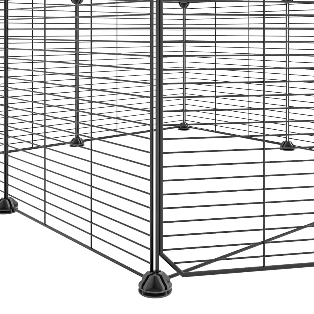 8-Panel Pet Cage with Door Black 35x35 cm Steel 171625