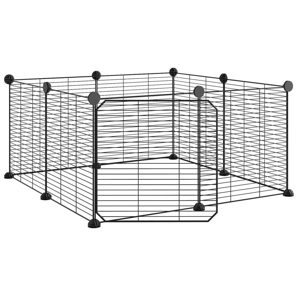 8-Panel Pet Cage with Door Black 35x35 cm Steel 171625