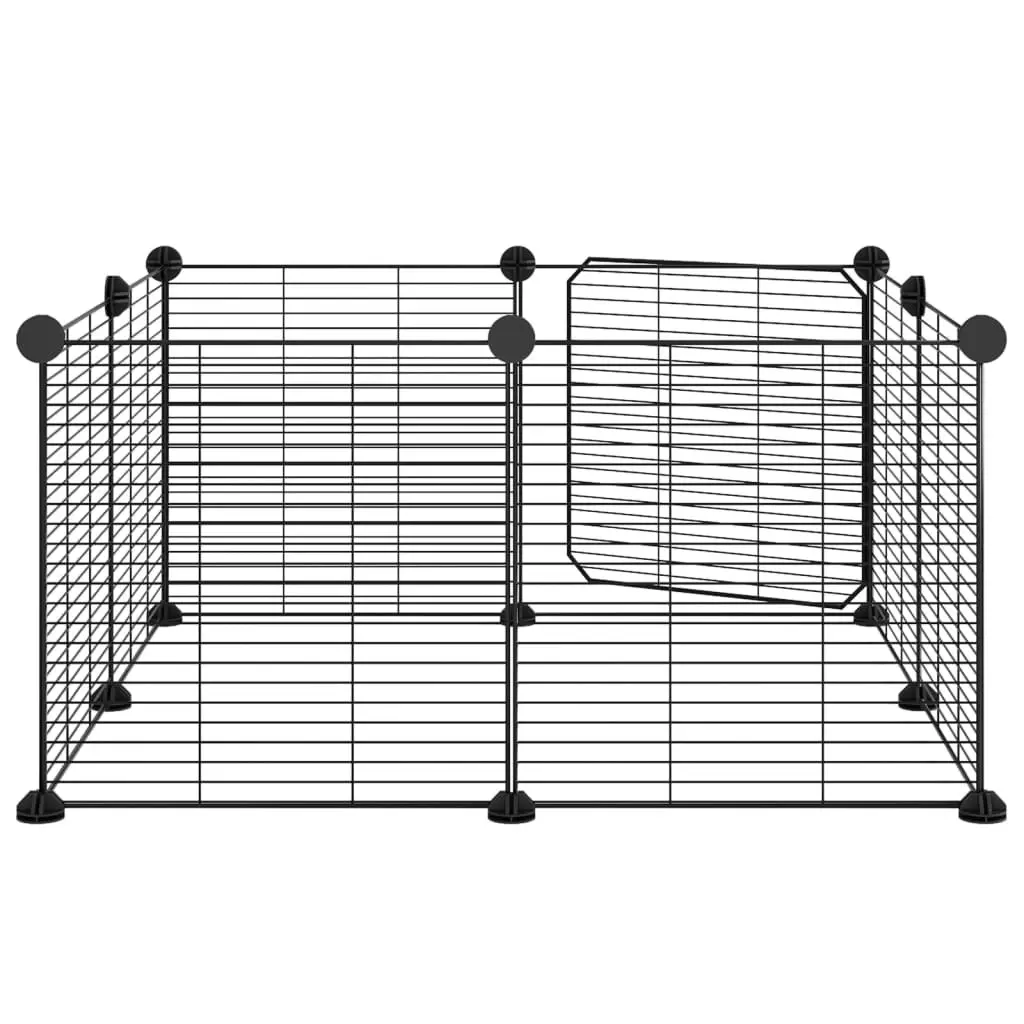 8-Panel Pet Cage with Door Black 35x35 cm Steel 171625