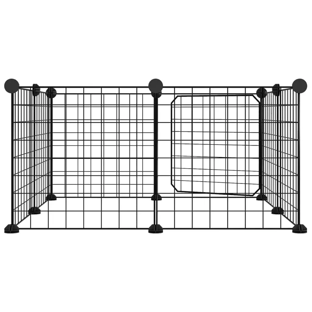 8-Panel Pet Cage with Door Black 35x35 cm Steel 171622